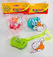 Гр Пустышка силиконовая ортодонтальная "XL" /с колпачком, с прищепкой/ 145 (30) "ЗАБАВА"