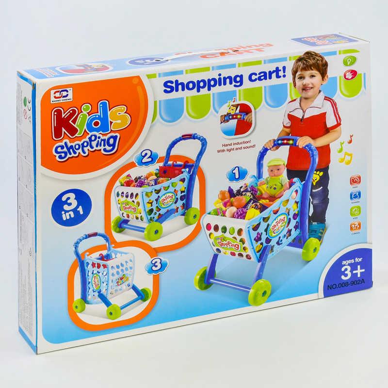 Игровой набор 008-902 А "Супермаркет" (10) тележка с продуктами, играет мелодия, светится, в коробке - фото 1 - id-p9135815
