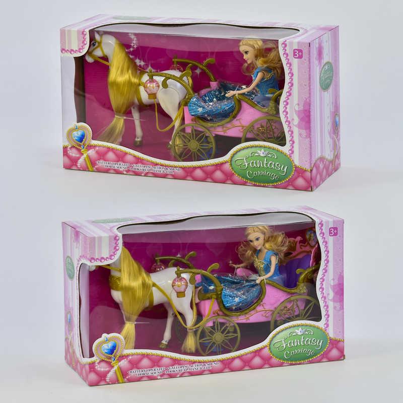 Карета с куклой 252 А (12) лошадка ходит, световые и звуковые эффекты, в коробке - фото 1 - id-p9135909