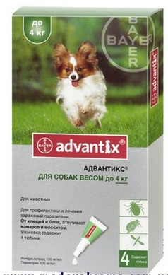 Капли Адвантикс собаки 4кг/0,4 1шт - фото 1 - id-p9151067