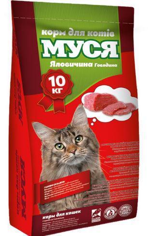 Корм для кошек "Муся" со вкусом говядины, 10кг - фото 1 - id-p9153069