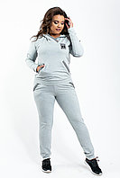 Женский спортивный костюм: штаны и кофта с капюшоном украшены лентами со стразами, батал большие размеры