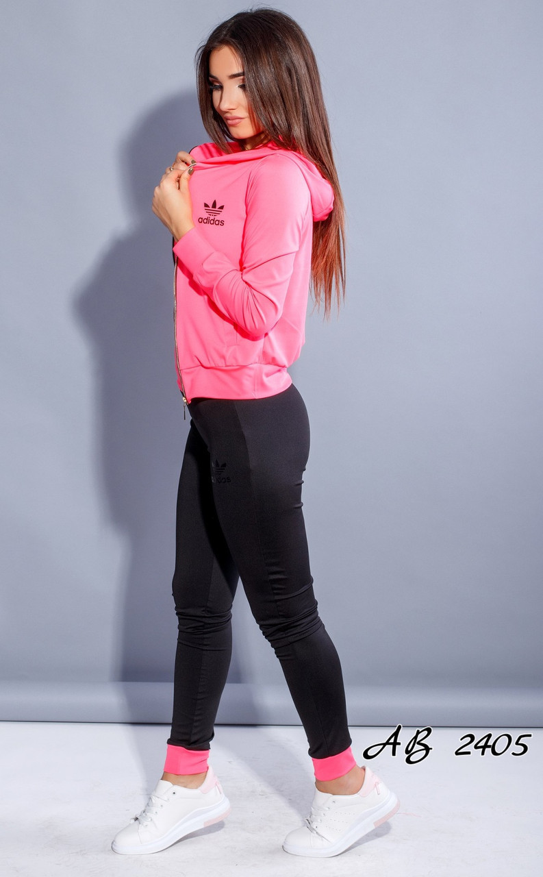 Женский спортивный тренировочный костюм тройка для фитнеса и йоги: кофта с капюшоном, майка и лосины - фото 1 - id-p9171971