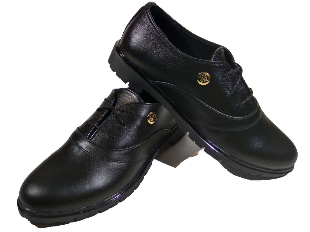 Туфли женские комфорт натуральная кожа черные на шнуровке (Т 03 м-6) 40 - фото 1 - id-p9176161