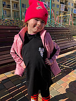 Детский прогулочный комплект для девочки: жилетка на синтепоне и трикотажное платье, накатки куклы Lol