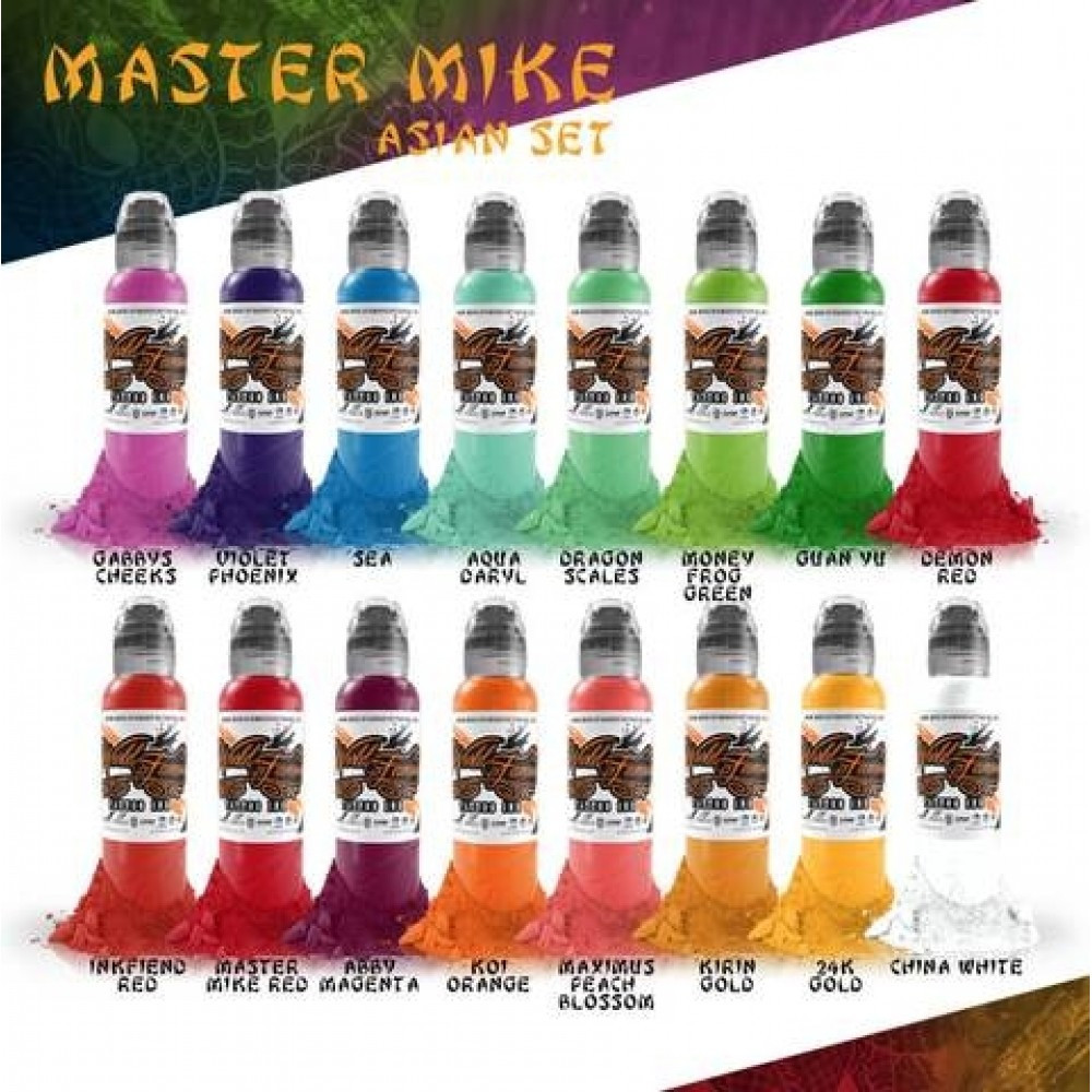 World Famous Ink - Master Mike Asian Set 16 x 30ml - фото 1 - id-p9207264