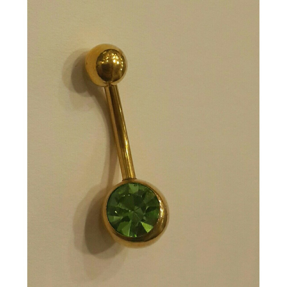 Украшение в пупок ( зеленый камень в золотой основе) - фото 1 - id-p9208249