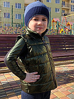 Детский прогулочный комплект для мальчика: жилетка на синтепоне и трикотажная кофта, нашивка Молния McQueen