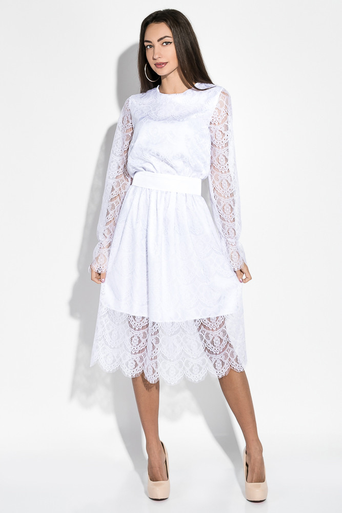 Нежное кружевное нарядное двухслойное платье с поясом - фото 1 - id-p8784841