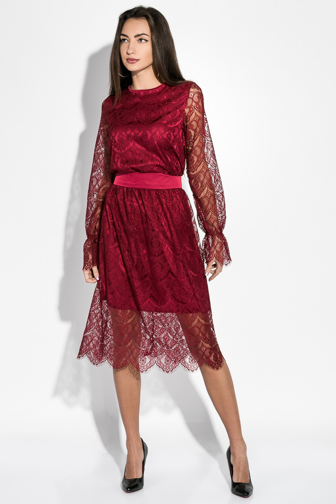 Нежное кружевное нарядное двухслойное платье с поясом - фото 1 - id-p8784842