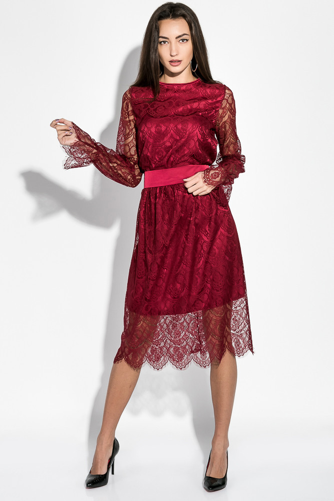 Нежное кружевное нарядное двухслойное платье с поясом - фото 1 - id-p9234243