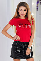 Женская облегающая футболка с надписью реплика Валентино
