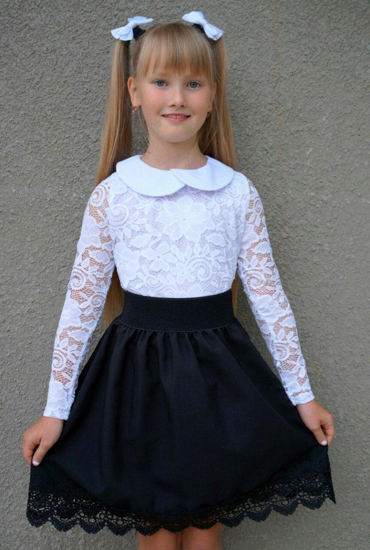 Пышная юбка для девочки с кружевом в школьном стиле - фото 1 - id-p9399790