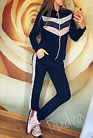 Женский спортивный костюм: штаны и кофта бомбер на змейке со вставками люрексовой ткани