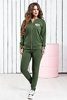Женский спортивный прогулочный костюм: штаны и кофта бомбер на змейке с фирменными лампасами