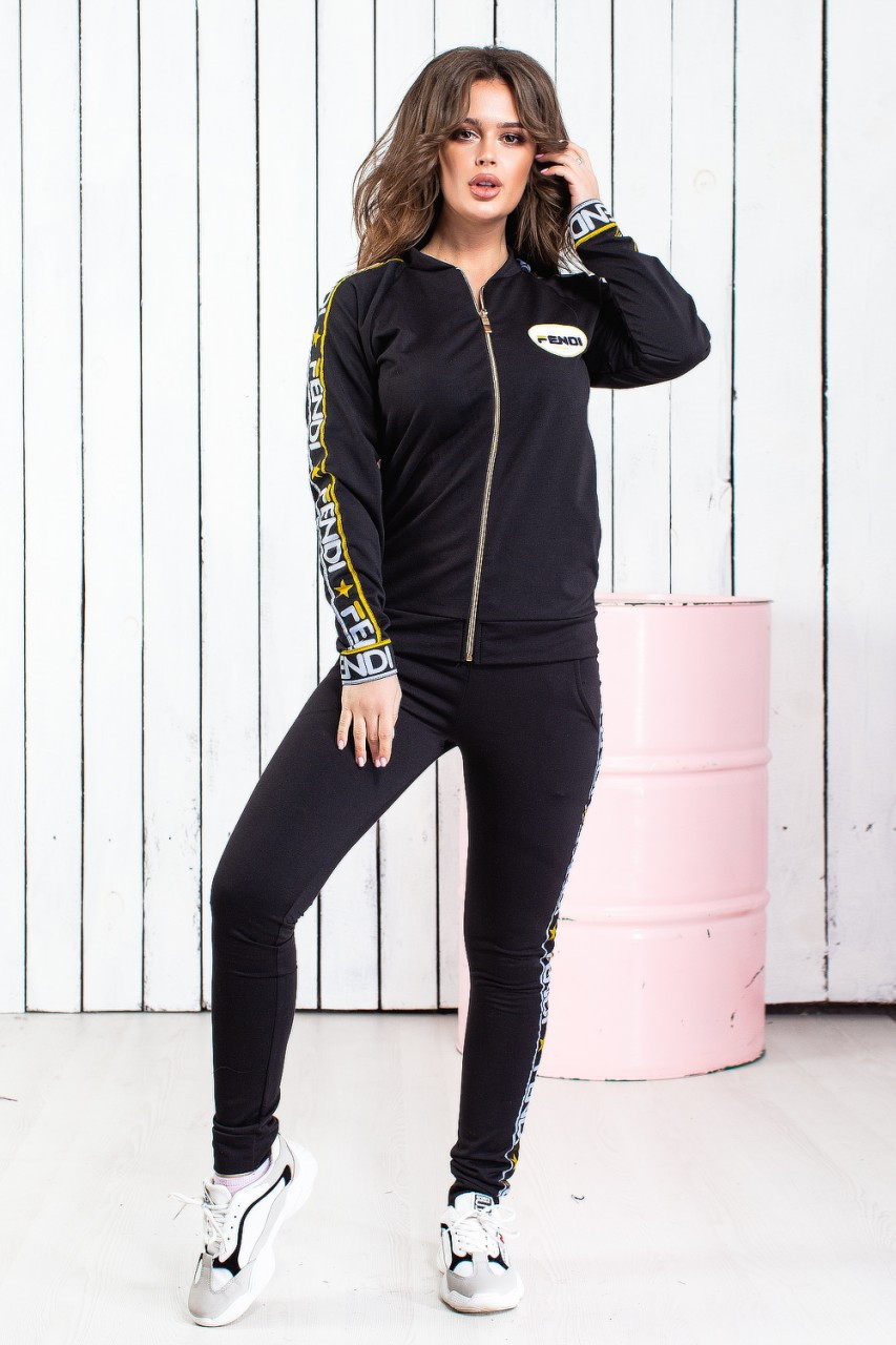 Женский спортивный прогулочный костюм: штаны и кофта бомбер на змейке с фирменными лампасами - фото 1 - id-p9413933