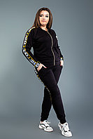 Женский спортивный прогулочный костюм: штаны и кофта на змейке с фирменными лампасами, батал большие размеры