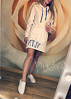 Стильное удобное платье туника с капюшоном в спортивном стиле, реплика Валентино