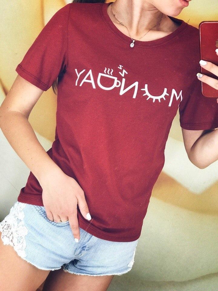 Летняя женская молодежная футболка с надписью - фото 1 - id-p9454328