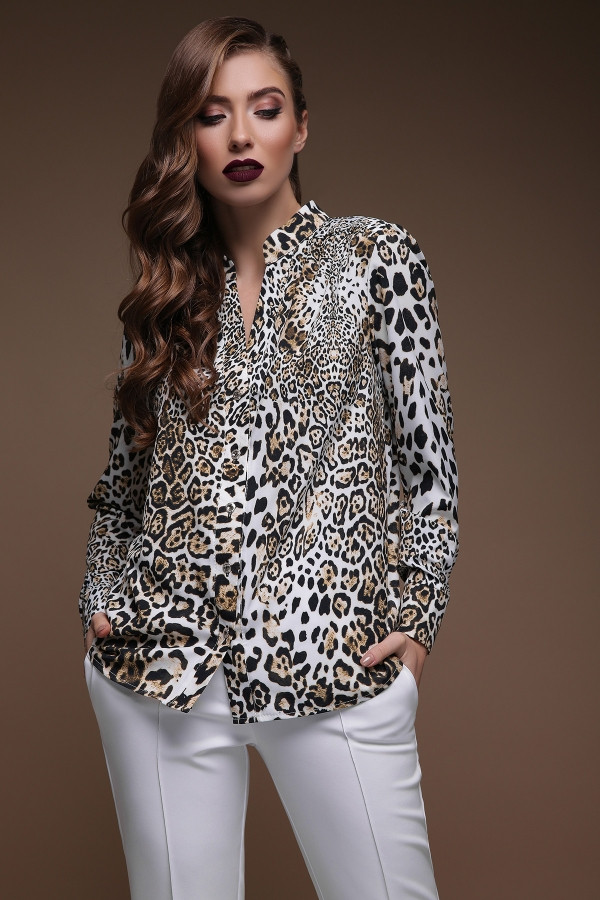Леопард блуза Эльвира д/р принт - фото 1 - id-p9432382