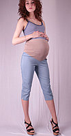 Бриджи для беременных с хлястиками на карманах, джинс и беж