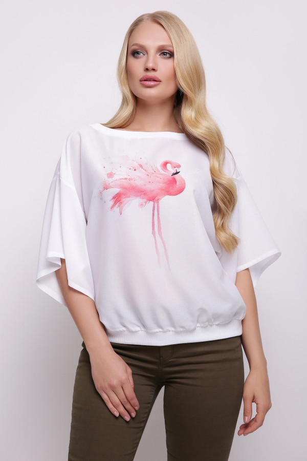 Фламинго блуза Мартина-БП к/р принт - фото 1 - id-p9432222