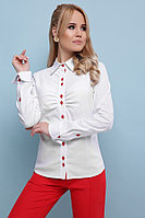 Блуза Эвита д/р белый-красная отделка
