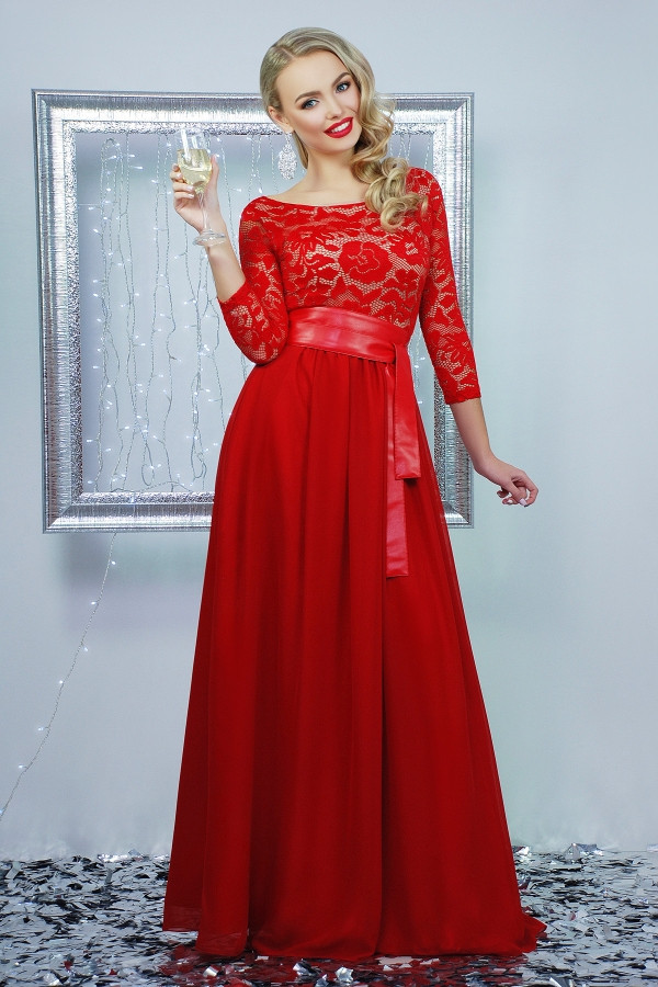 Платье Марианна д/р красный - фото 1 - id-p9432439