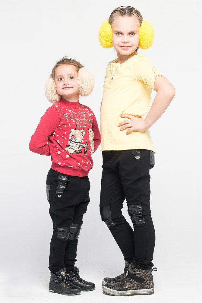 Штаны детские с кожей на коленях черные - фото 1 - id-p9429692