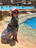 Детская для девочки воздушная пляжная накидка-туника с завязкой на талии