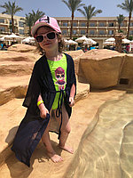Детская для девочки воздушная пляжная накидка-туника с завязкой на талии