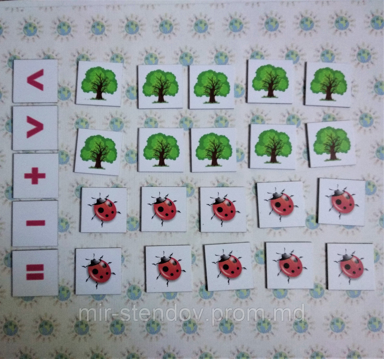 Магнитная математика. Набор магнитных карточек Деревья и божьи коровки - фото 1 - id-p9521074