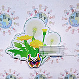 Стенд для рисунка и поделки с полочкой и магнитом Одуванчики, фото 3