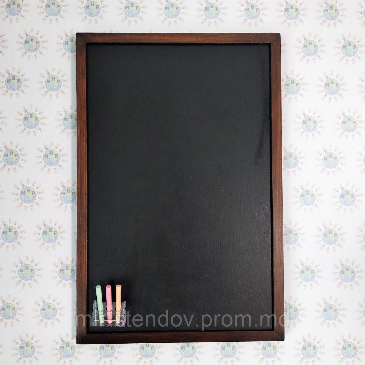 Доска меловая с держателем для мелков Тёмное дерево, фото 1