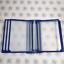 Настенная демосистема с металлической основой на 5 карманов Синяя