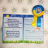 Диплом и значок с розеткой  и ленточками в украинском стиле с фотографией выпускника, фото 3