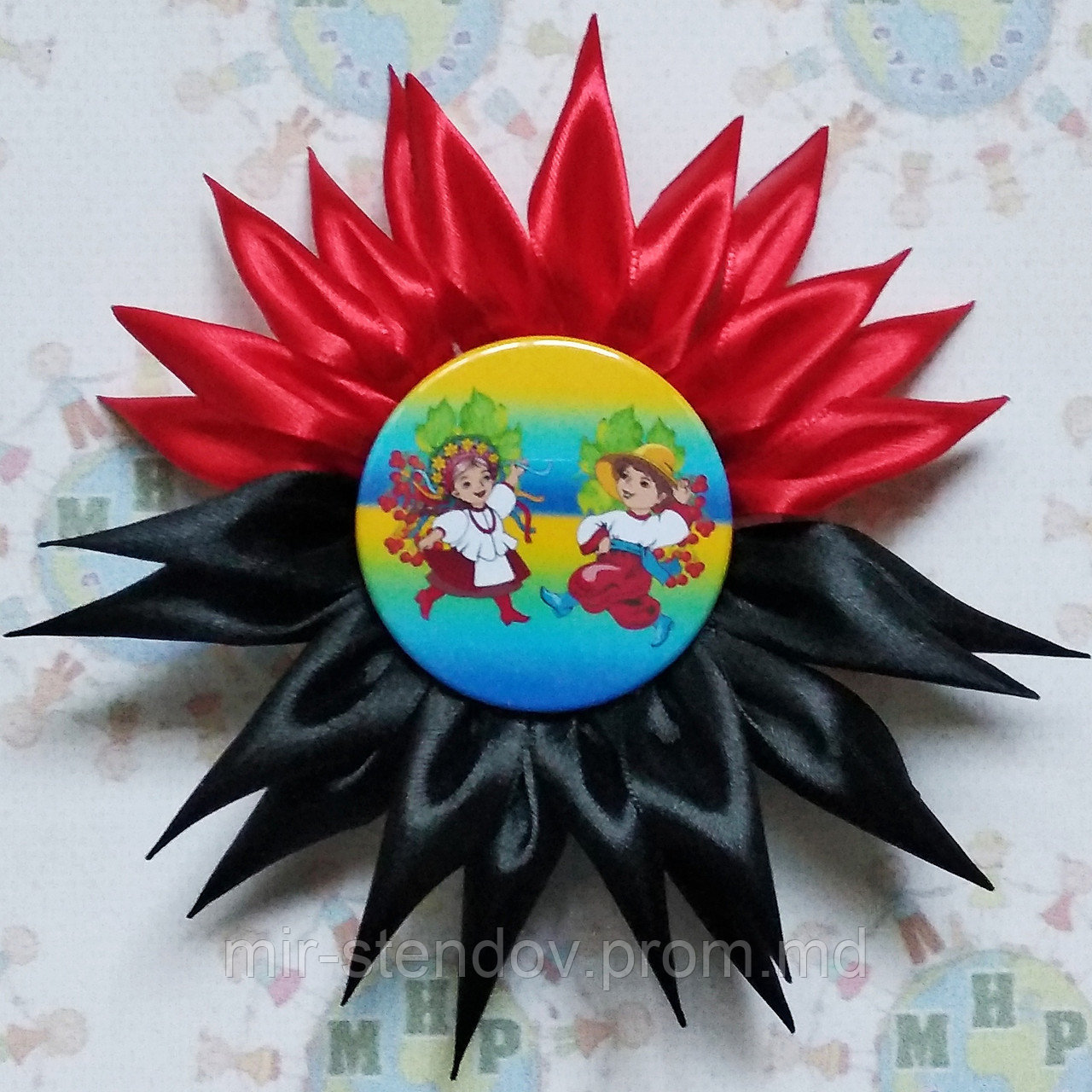 Значки для выпускников с Красно-черной розеткой Тюльпан, фото 1