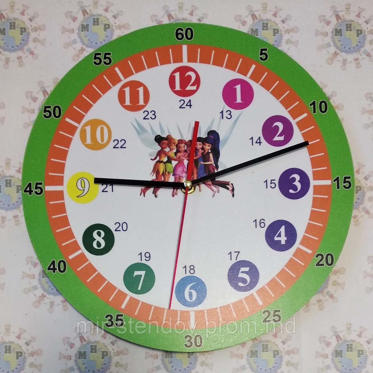 Обучающие настенные часы Феи (Салатовый ободок) - фото 1 - id-p9521685