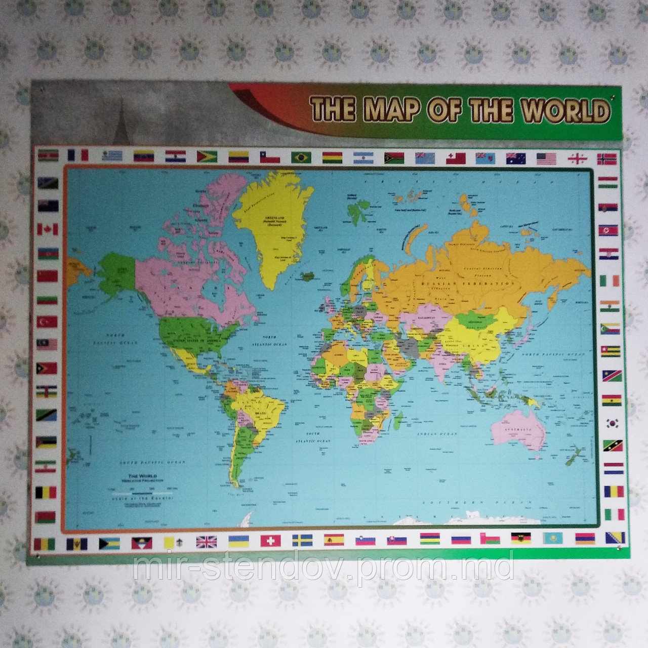The map of the world. Стенд-карта для кабинета английского языка - фото 1 - id-p9521760
