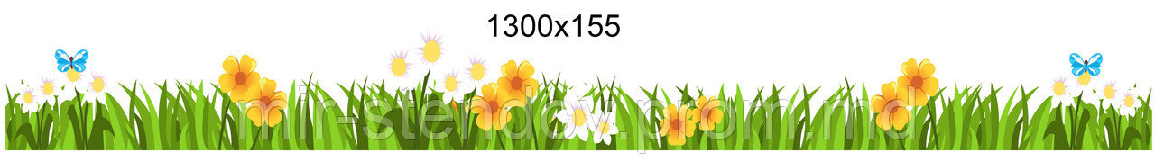 Трава с цветочками. Настенная декорация для детского сада., фото 1