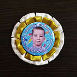 Значок с оригинальной розеткой Незабудка бело-золотая, фото 2