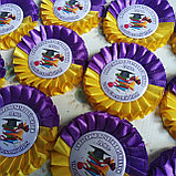 Значок выпускника или первоклассника с розеткой Жёлто-фиолетовой, фото 2