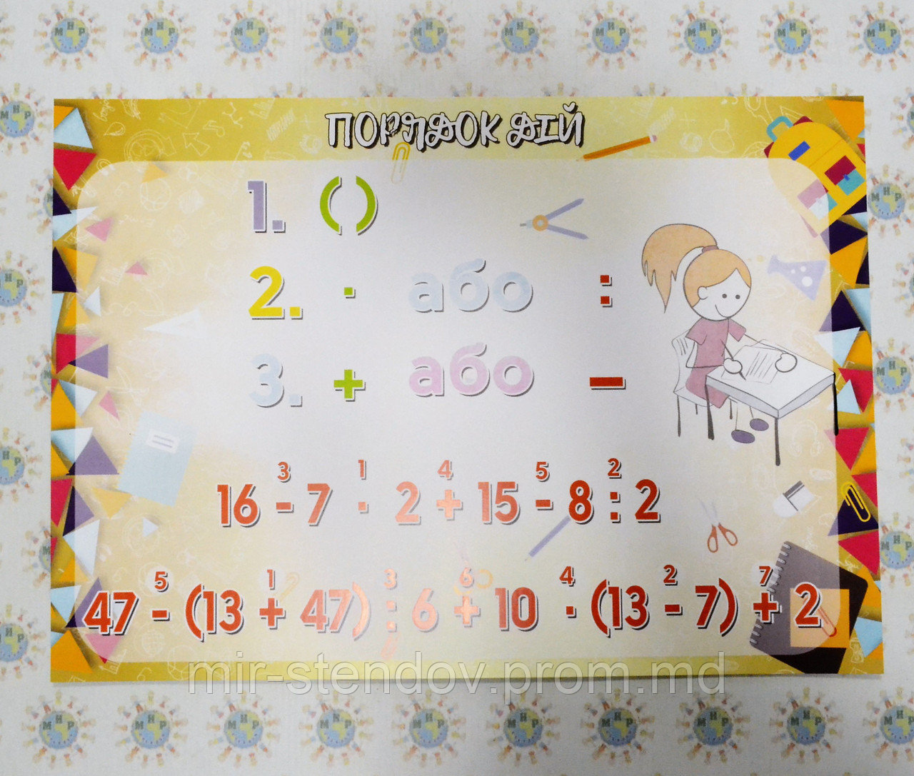 Порядок математичних дій. Стенд, фото 1