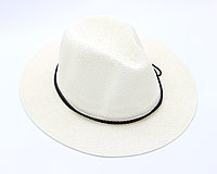 Летняя шляпа Федора, шляпа Челентанка, Летняя соломенная шляпа, унисекс. Белая.