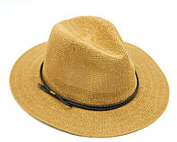 Летняя шляпа, Шляпа Челентанка, Шляпа Федора, Летняя соломенная шляпа, унисекс. Светло - коричневая..
