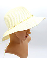 Женская шляпа с полями, летняя шляпка, шляпа женская летняя. Бежевая.
