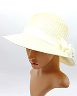 Летняя шляпка с бантом, шляпа женская летняя, женская шляпа с полями, Бежевая.
