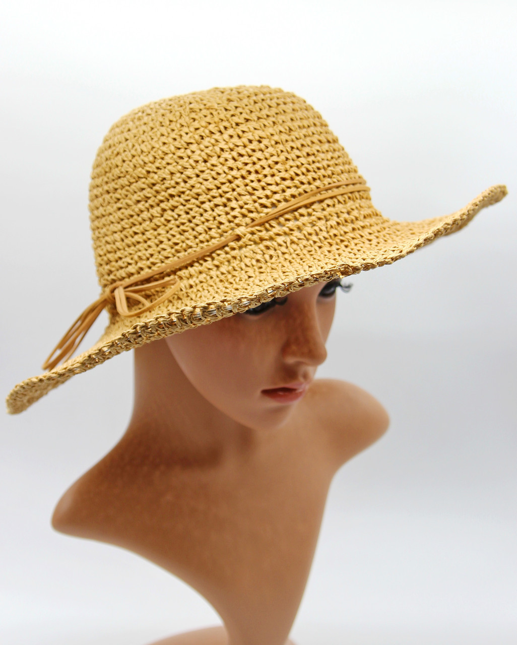 Летняя шляпка пляжная, шляпа женская летняя, женская шляпа с полями, Светло - коричневая. - фото 1 - id-p9526748
