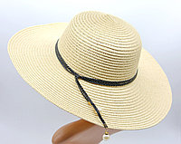 Летняя шляпка пляжная, шляпа женская летняя, женская шляпа с большими полями, молочная.