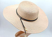Женская шляпа с большими полями, летняя шляпка пляжная, шляпа женская летняя, розовая.